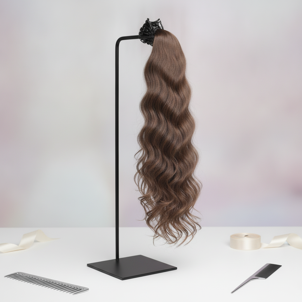 Caramel Wave Luxe | Claw Clip Caramel Brown Long Wavy Ponytail