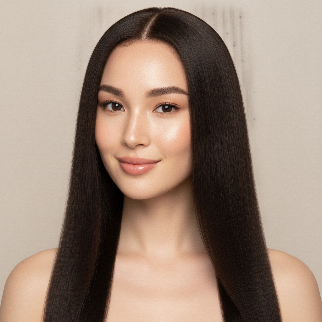 Ebony Sleek Luxe | Middle Part Jet Black Straight Long Human Hair Wig