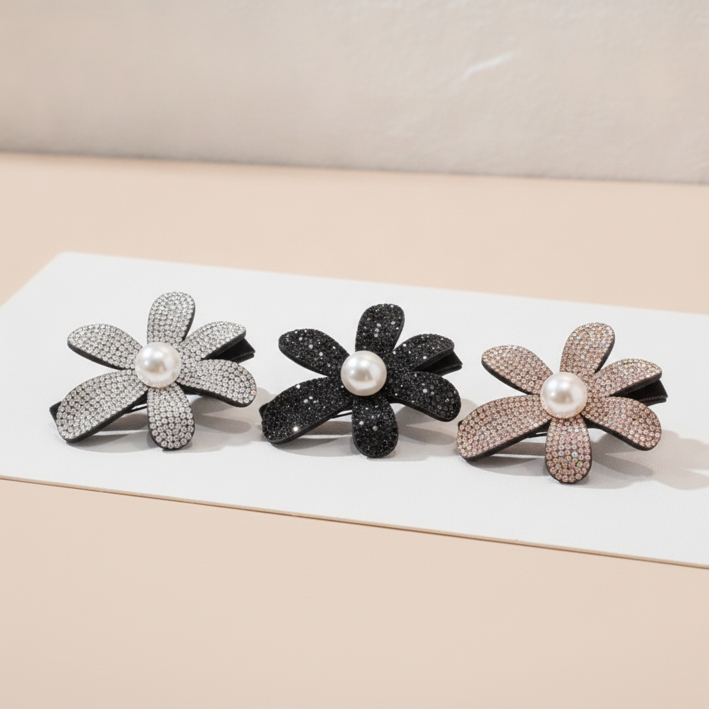 Opulent Floral｜Pearl & Rhinestone Flower Hair Clip