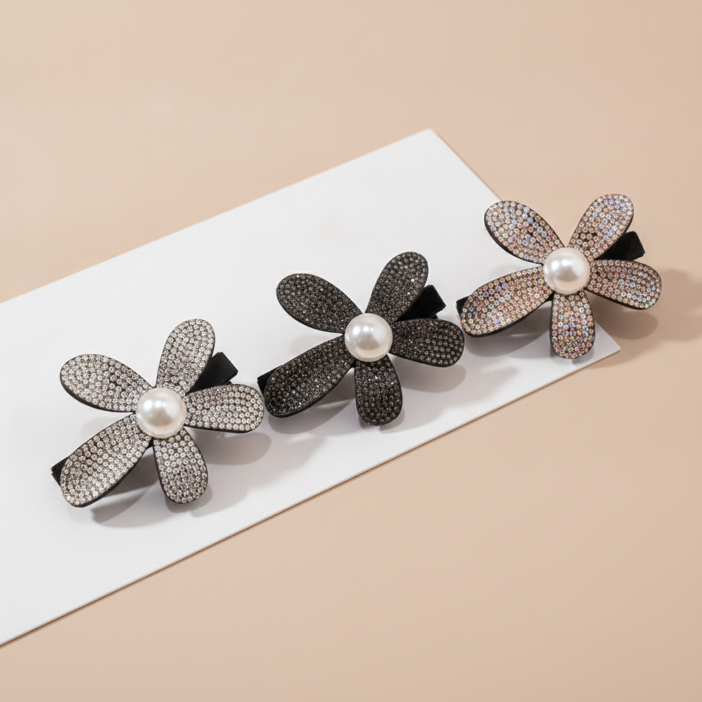 Opulent Floral｜Pearl & Rhinestone Flower Hair Clip