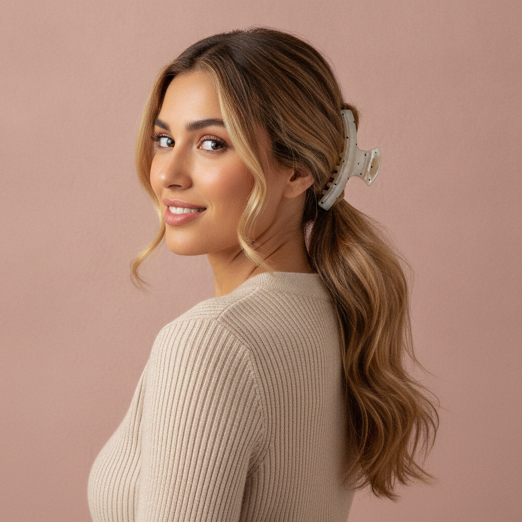 Pearlescent Dot｜Cream Polka Dot Large Hair Claw